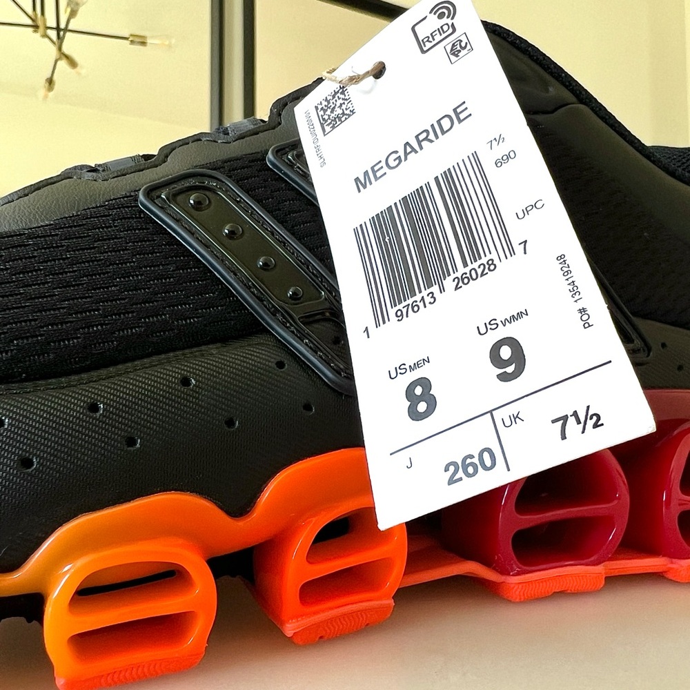 adidas Megaride Core Black/ Better Scarlet /Solar Orange - Picture 8 of 12